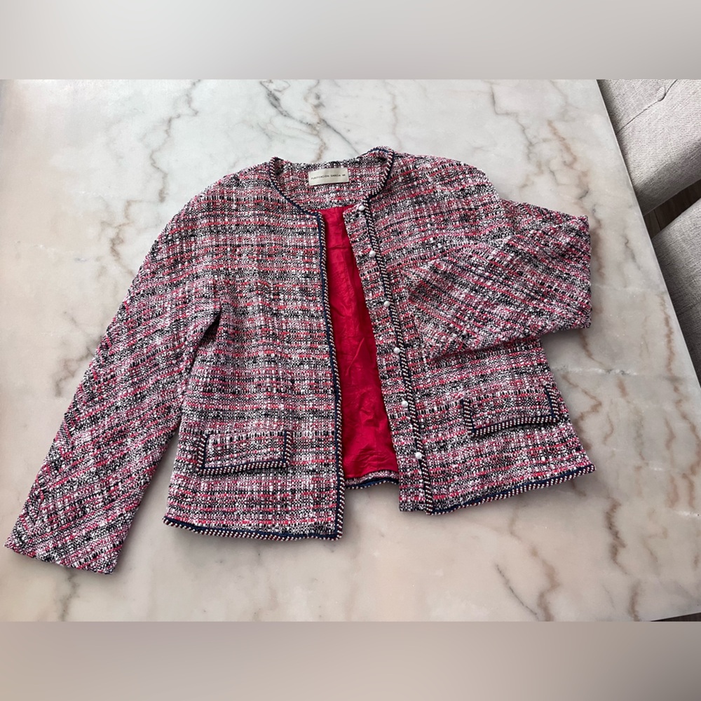 PURIFICACION GARCIA pearl button multicolor boucle tweed jacket blazer M/L 44 EU - Picture 3 of 17